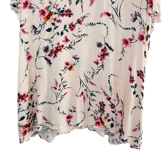 HAPTICS Pink Floral Double Ruffle Flutter Sleeve Blouse, Small - Picture 3 of 8